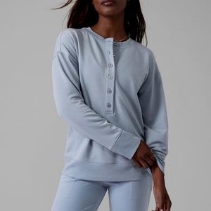 ATLETA Henley Light Blue Sweatshirt. Size M